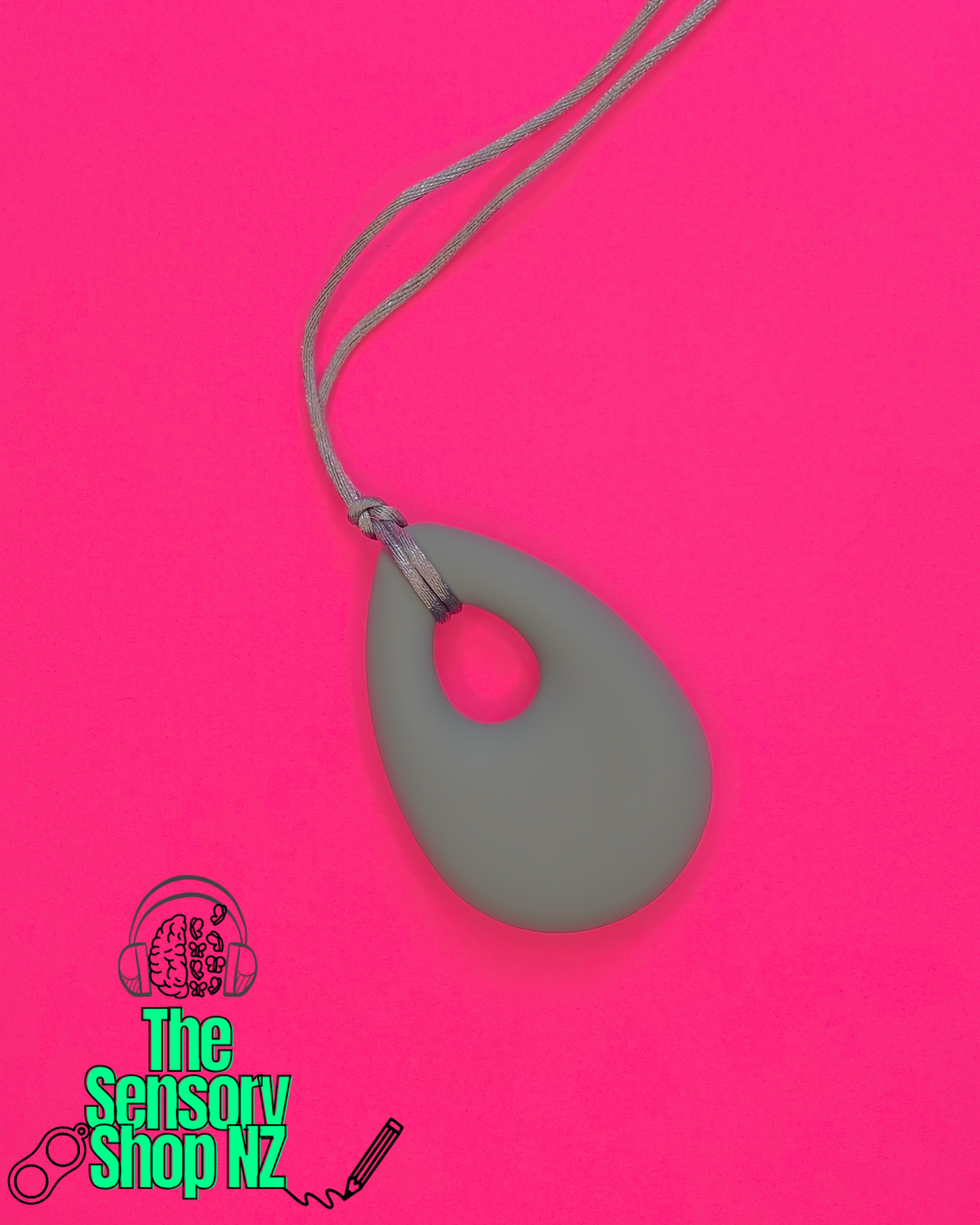 Grey Tear Drop Chewable Sensory Necklace