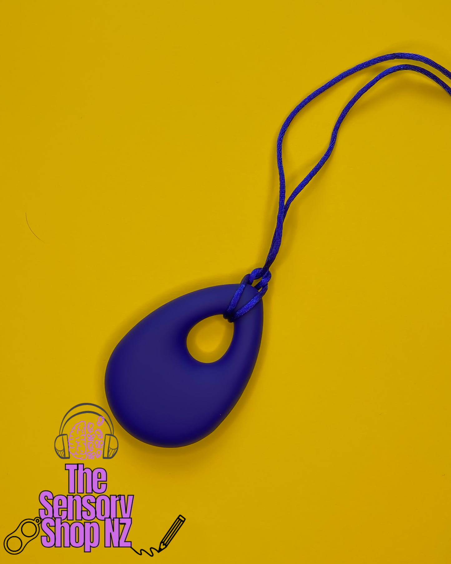 Navy Blue Tear Drop Chewable Sensory Necklace