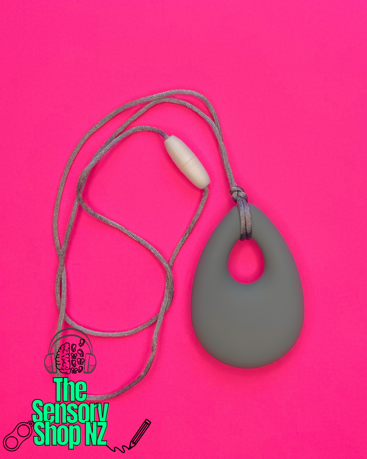 Grey Tear Drop Chewable Sensory Necklace