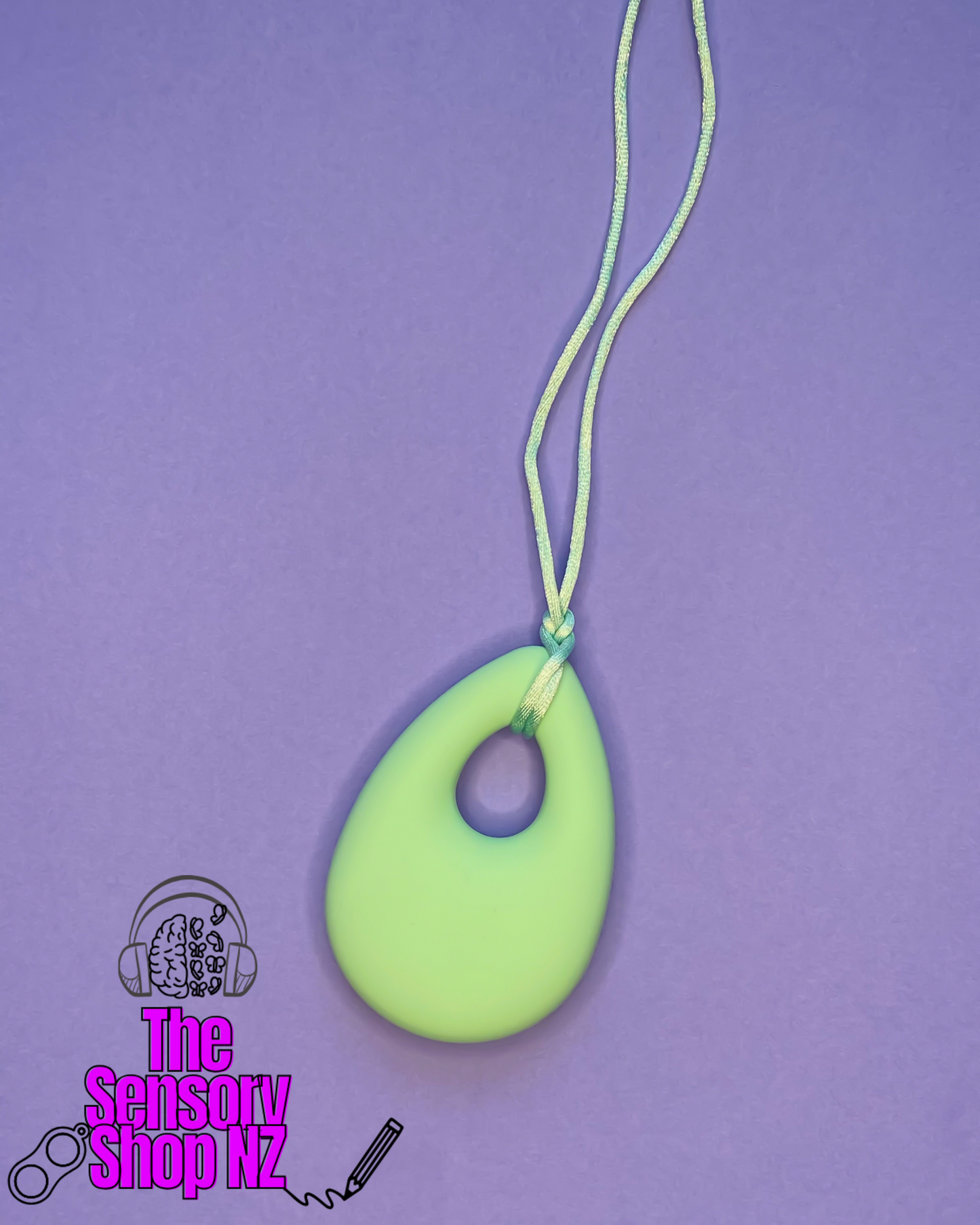 Pastel-Mint Tear Drop Chewable Sensory Necklace
