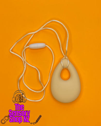 Beige Tear Drop Chewable Sensory Necklace