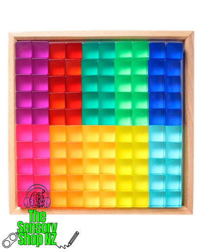 🌈🔍 Transparent Sensory Rainbow Building Blocks - Count & Stack!