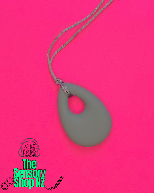 Grey Tear Drop Chewable Sensory Necklace