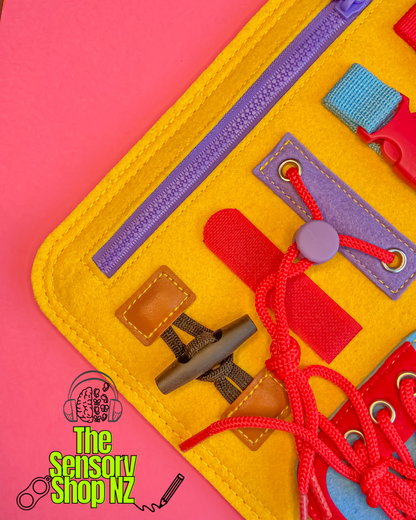Life Skills Learning Board: Button & Buckle Bus 🚌