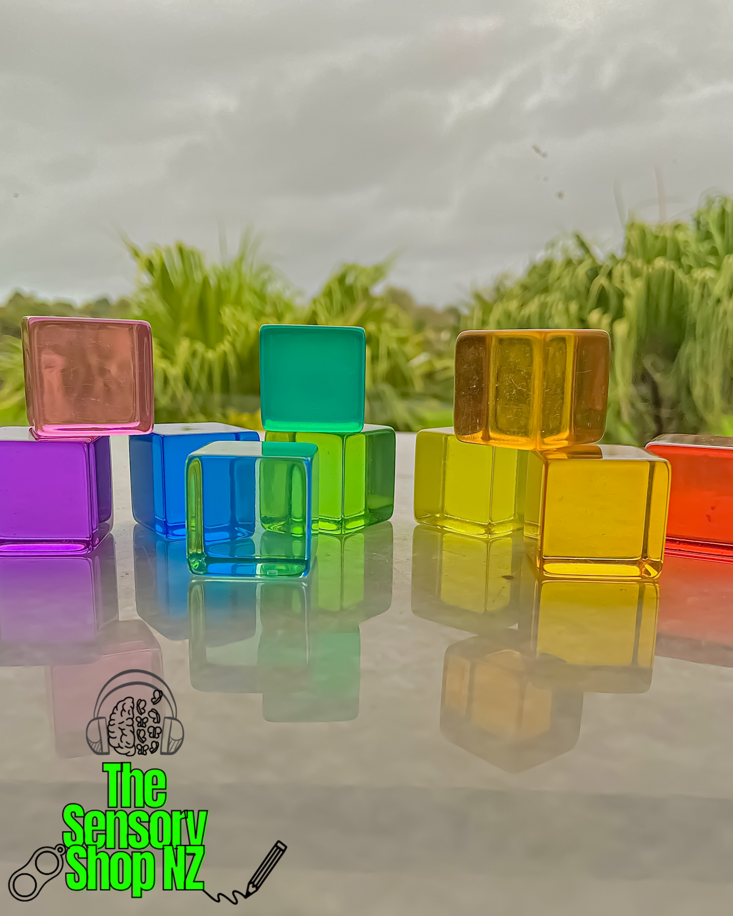 🌈🔍 Transparent Sensory Rainbow Building Blocks - Count & Stack!