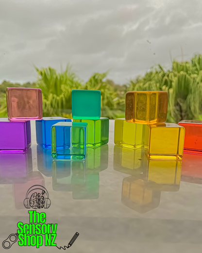 🌈🔍 Transparent Sensory Rainbow Building Blocks - Count & Stack!