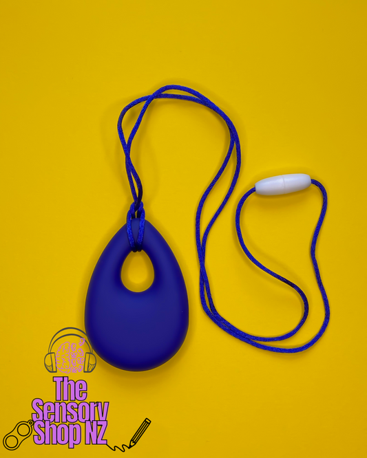 Navy Blue Tear Drop Chewable Sensory Necklace