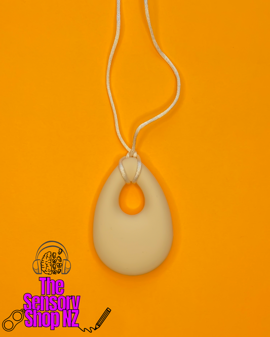 Beige Tear Drop Chewable Sensory Necklace