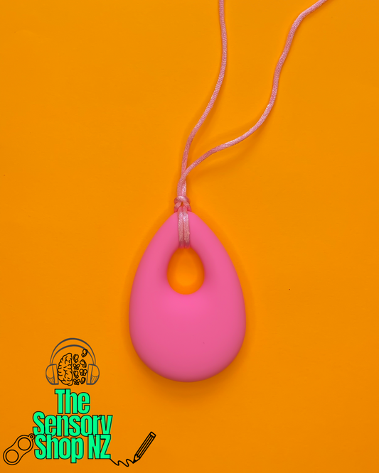 Pink Tear Drop Chewable Sensory Necklace